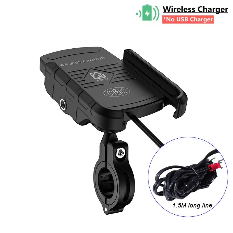 Apex Rush Motorcycle Phone Holder USB C Charger Wireless Charging Install Handlebars Tube 22 25 32mm