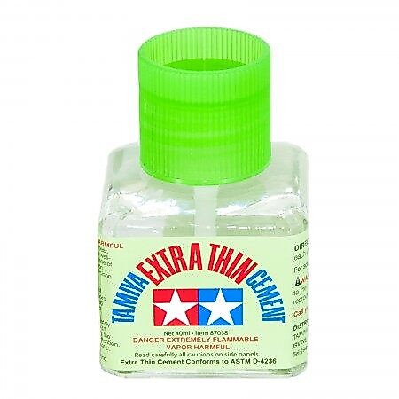 กาวฝาเขียวอ่อน extra thin cement fast dry, Tamiya  ชนิดแห้งเร็ว มาก