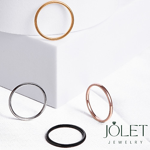 jolet แหวนมล สแตนเลสการงานเจริญก้าวหน้า บาง2mm เหมาะทุกสีผิว สีพิ้งโกล สีทอง แหวนไม่ลอก ไม่ดำ