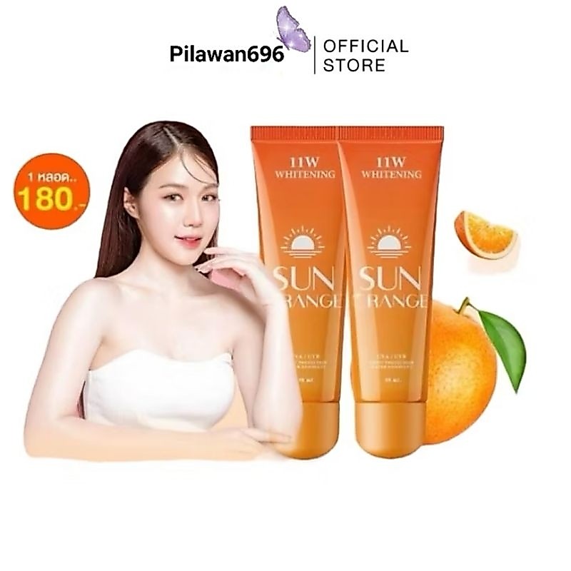 แพคเกจใหม่ ครีมกันแดดลูกส้ม 11W Whitening Sun Orange SPF50 PA+++ 80ml.