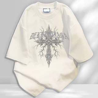 【จัดส่งจากกรุงเทพฯ】LABZAA เสื้อยืดแขนสั้นคอกลม✨วินเทจฟอกน้ำ ลวดลายแฟชั่น Oversized ระบายอากาศ YG4604