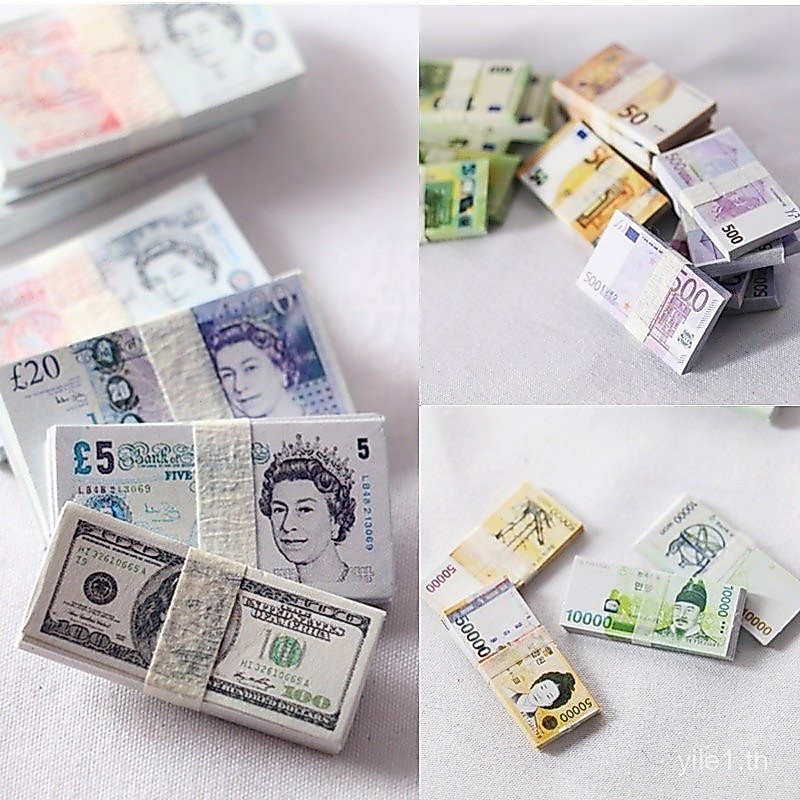 ของเล่นบ้านตุ๊กตาขนาดเล็ก [โมเดลจำลองเงินกระดาษ] อุปกรณ์เสริม BJD อาหารเล่นสำหรับบ้านตุ๊กตา อุปกรณ์เสริมบ้านตุ๊กตา