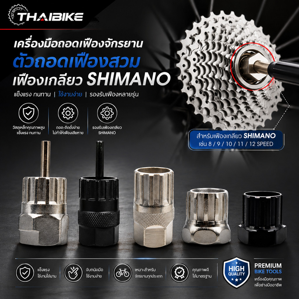 เครื่องมือถอดเฟืองจักรยาน ตัวถอดเฟืองสวม เฟืองเกลียว SHIMANO