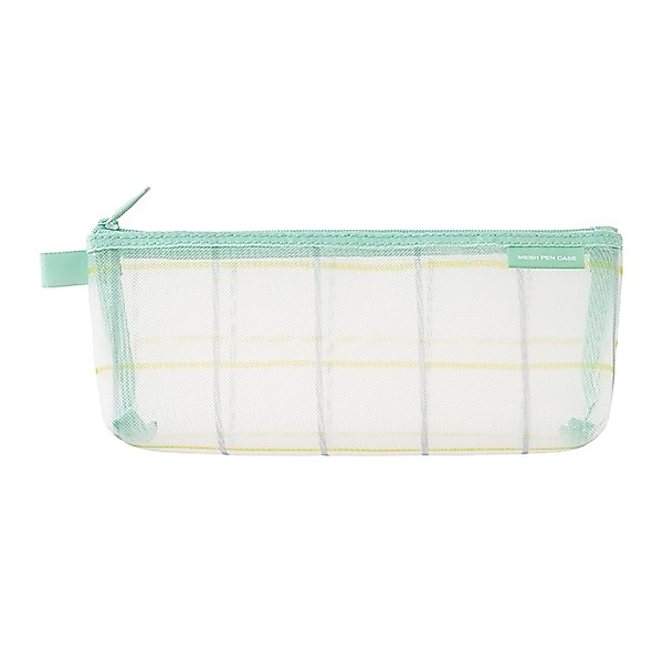 [LIMITED EDITION] Mesh Pen Case with Gusset Check Green (D41848006)/ กระเป๋าดินสอ แบบมีก้น ลายตารางส