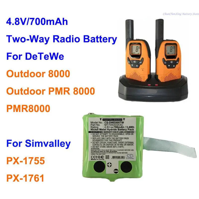 Cameron Sino 700mAh แบตเตอรี่สําหรับ DETEWE กลางแจ้ง 8000, PMR8000, กลางแจ้ง PMR 8000, สําหรับ Simva