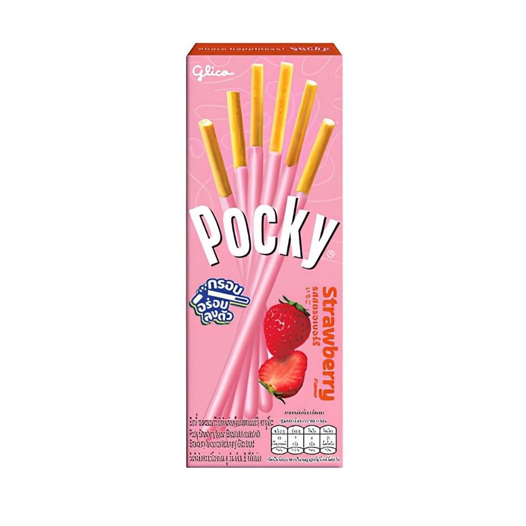 กูลิโกะป๊อกกี้รสสตรอเบอร์รี่ 43กรัม Glico Pocky Strawberry 43g. [หมายเลขบาร์โค้ด 8851019010014 ]