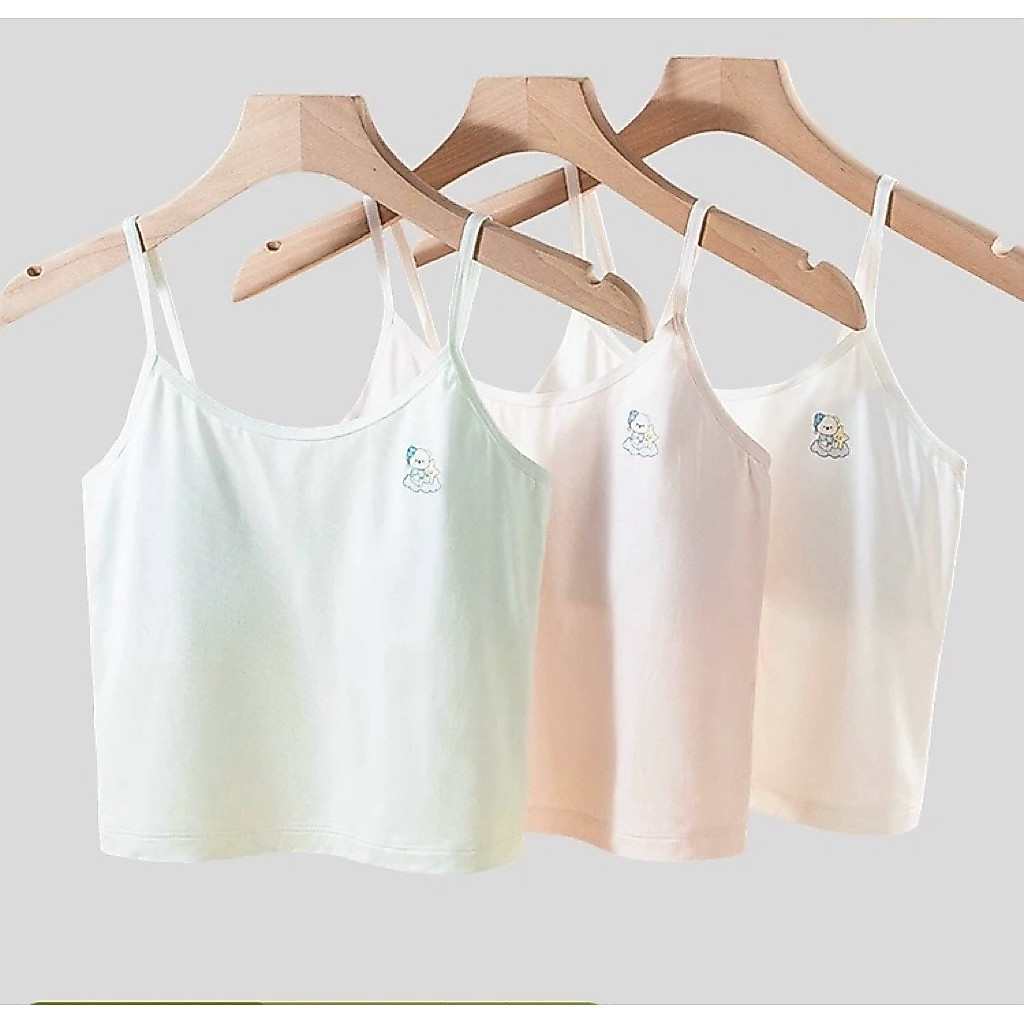 1927#พร้อมส่ง M-Xl เสื้อสายเดี่ยวเด็กผู้หญิง ผ้า2ชั้นมีซับใน ผ้าเย็นนิ่มใส่สบายไม่ร้อน