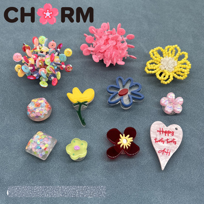 JJBXC Shoe Accessories DIY ดอกไม้ dopamine สีสันสดใส ตกแต่ง DIY สําหรับรองเท้าแตะ Clog