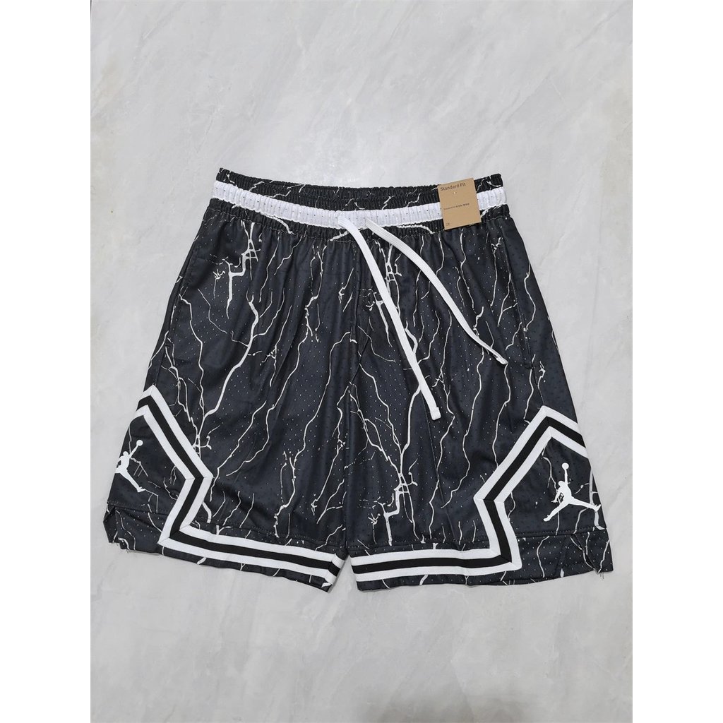 JORDAN B-17 Cracked Black Ball กางเกงขาสั้น JORDAN กางเกงขาสั้นบาสเก็ตบอลผู้ชาย Breathable Quick-Dry
