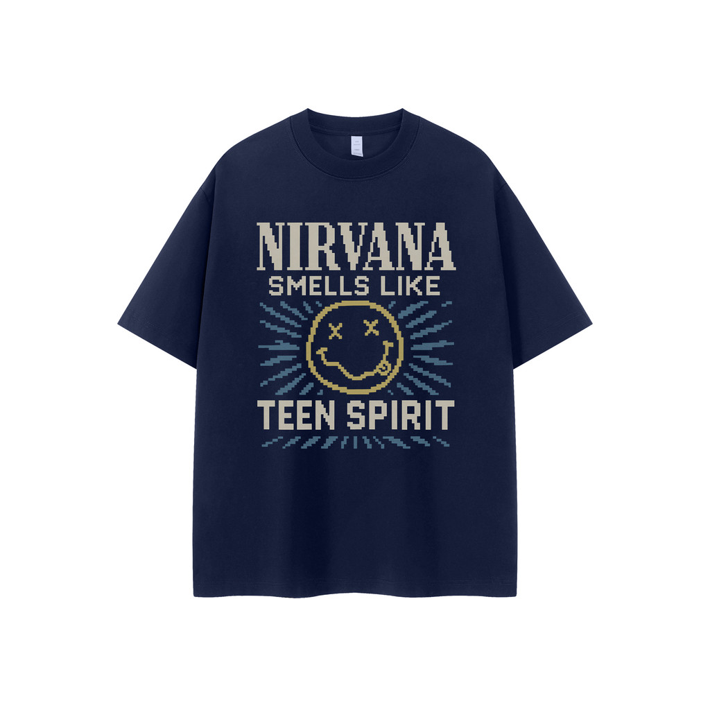 เสื้อยืดลายวงร็อค เสื้อยืด NIRVANA NIRVANA Band Retro American Street vtg วางไหล่หลวมผ้าฝ้ายรอบคอ Ro