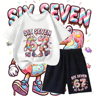 [COD] พร้อมส่ง SIX-SEVENเสื้อยืดเด็ก คอตตอน ชุดสูทเด็กผู้ชาย ชุดลำลอง 2 ชิ้น แฟชั่น สำหรับเด็กชายตัวเล็ก ๆ เซ็