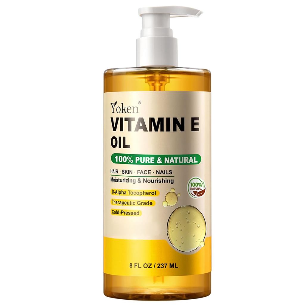 Yoken Vitamin E Oil for Skin Face Body 8 Oz Cold Pressed Vitamine Body Oil 2AFE
