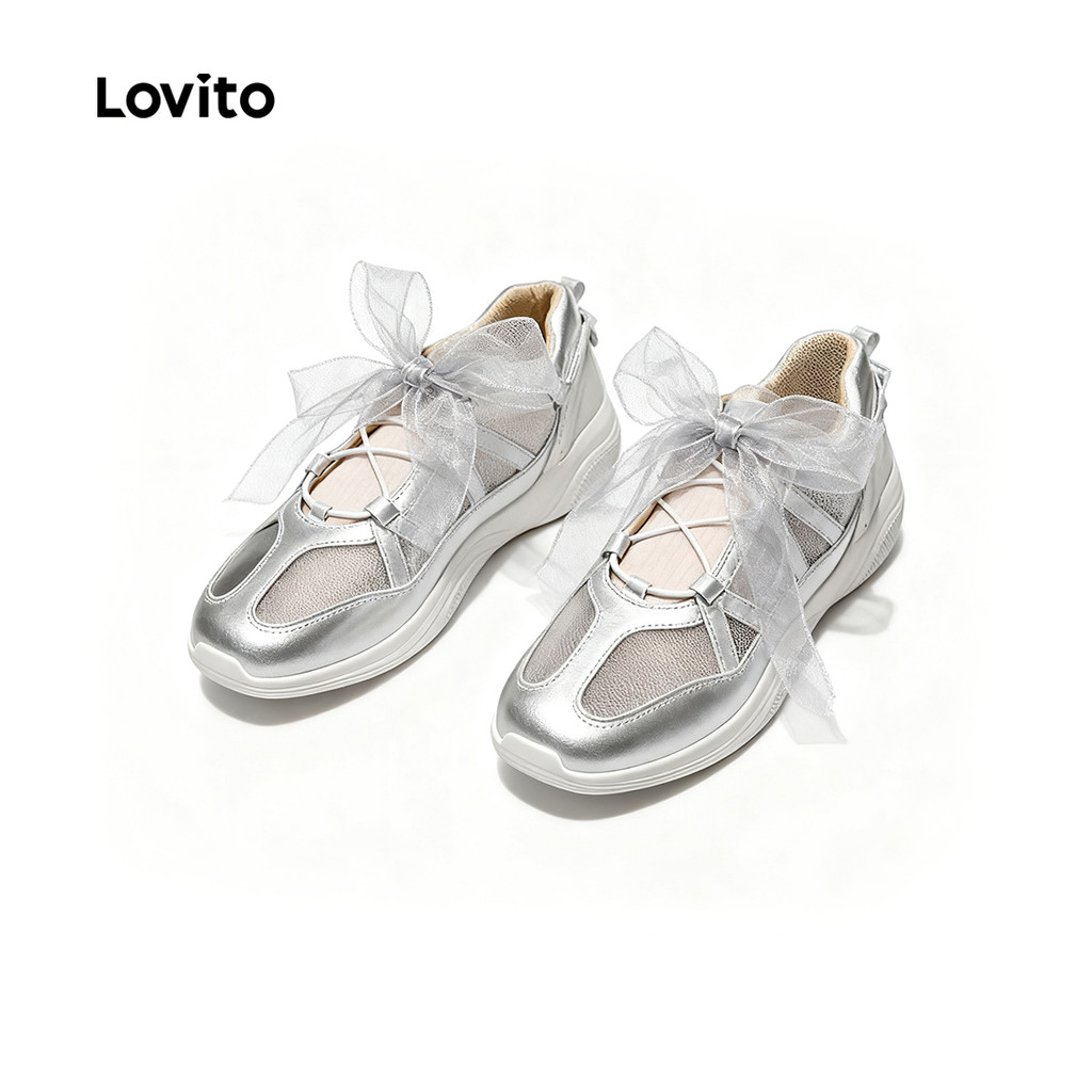 (NEW) Lovito รองเท้าผ้าใบสไตล์ Y2K สำหรับผู้หญิงแบบลำลอง LFA97026