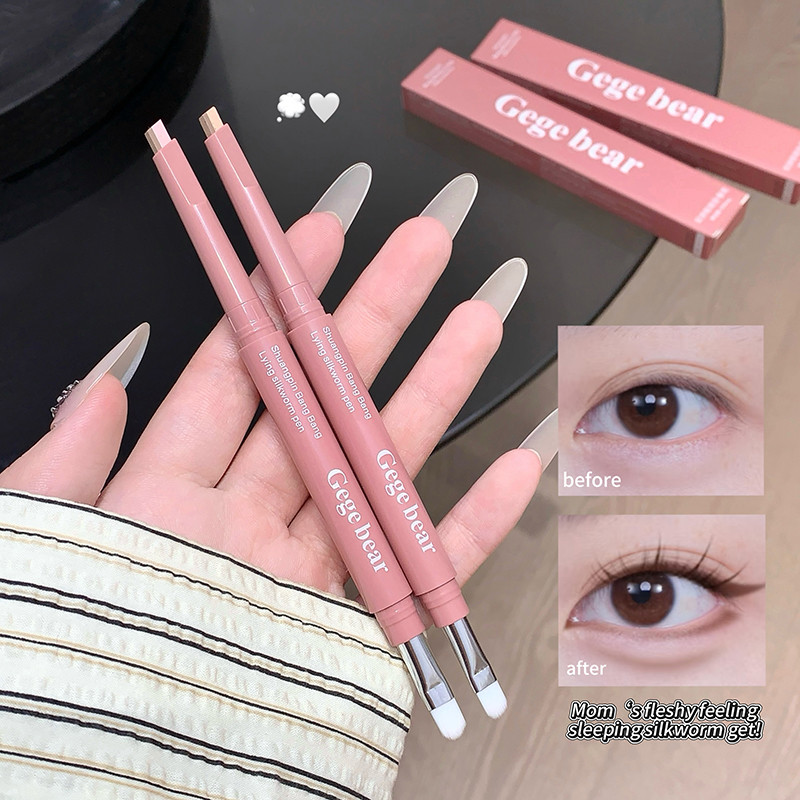JOJO DIARY Highlighter อายแชโดว์ดินสอกันน้ํา Glitter Matte Nude Eye Shadow แต่งหน้า Pigment Pearlescent Silkworm อายแชโดว์ปากกา