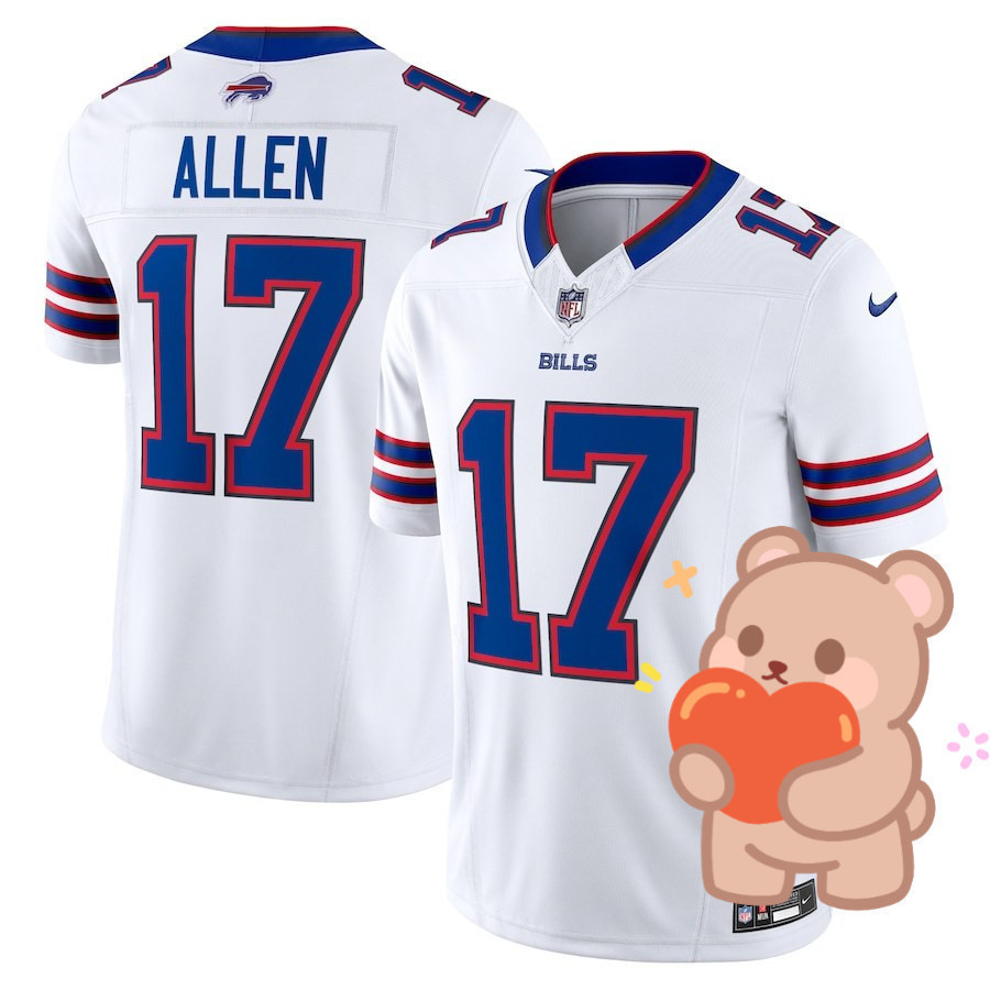 เสื้อยีซอร์Josh AllenของMens Buffalo Bills สีขาวLimited Edition