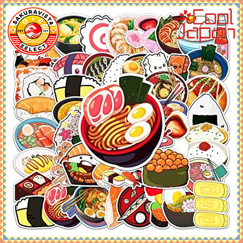 Japanese Cuisine Sticker Set 50 Pieces Sushi Waterproof Sticker 【Direct from Japan】