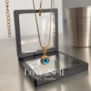 Love2Self X212 ผู้ชายสแตนเลสงูโซ่ Evil Eye จี้สร้อยคอ Non Tarnish 50 ซม.กันน้ํา Hip Hop Streetwear