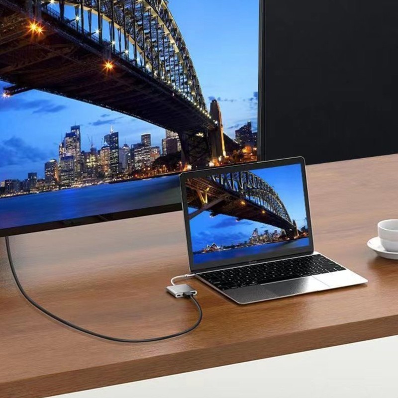 YXA 3 in 1 USB C Docking Station Type C to HDTV 4K Splitter PD100W USB3 0 Power Delivery Data Port ส