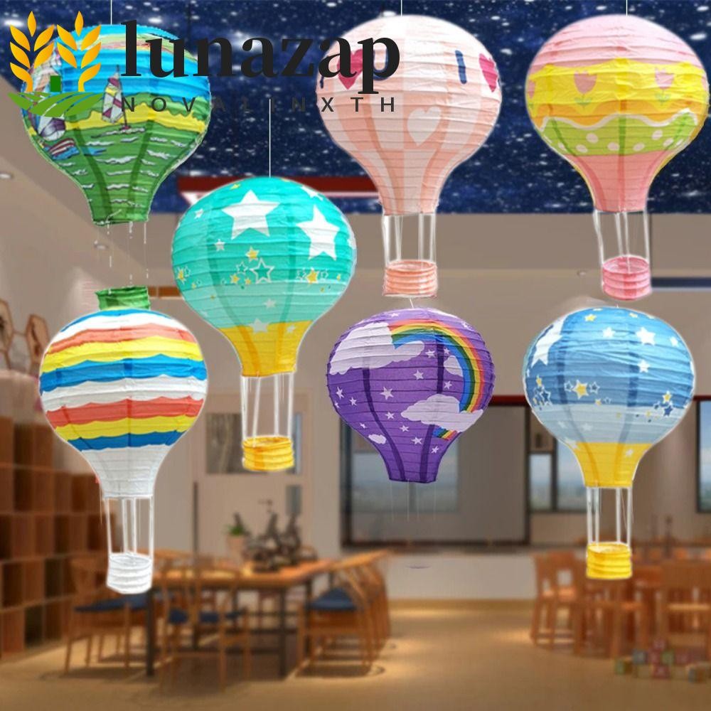 โคมไฟบอลลูนอากาศร้อน LUNAZAP, โคมไฟกระดาษ DIY ทําด้วยมือ, โคมไฟเทศกาลแขวน 12in สีสันสดใสที่สร้างสรรค์สําหรับงานแต่งงาน