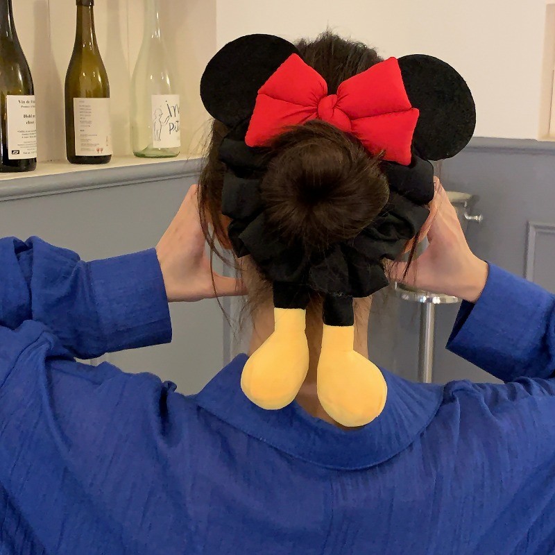 สร้อยผมน่ารัก มิกกี้เมาส์ สีแดงก้นสามมิติ พร้อมโบว์มวยเชือก - รูปที่ 4