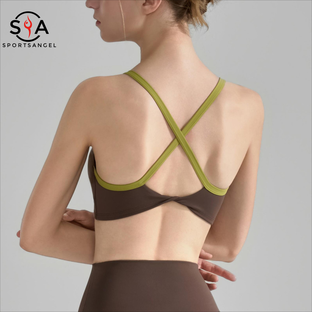 【Sportsangel 】สปอร์ตบรากันกระแทก แบบ knot cross beauty back สำหรับโยคะและยิม