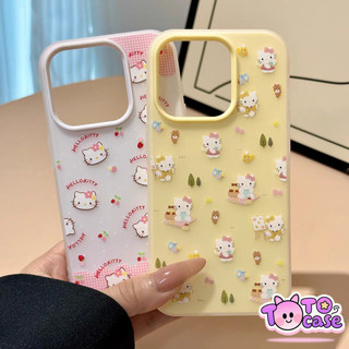 เคสไอโฟน 11 สำหรับ IPhone 17 AIR 15 13 12 16 Pro Max 16 7 15 8 Plus X XR การ์ตูนน่ารักสวัสดีคิตตี้ต้นเชอร์รี่ใหม่2in1
