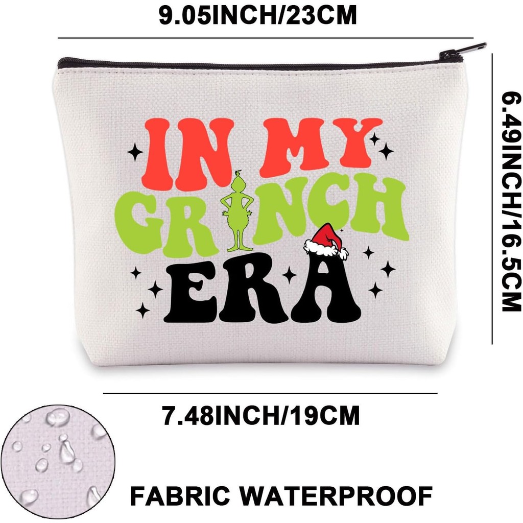 JNAP Christmas Green Monster Makeup Bag Christmas Monster Gifts Christmas Green Monster Zipper Pouch