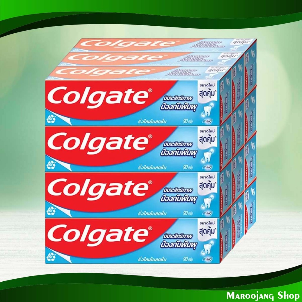 ยาสีฟัน ริ้วใสเย็นสดชื่น คอลเกต 90 กรัม (12หลอด) Toothpaste Clear Cool Refreshing Colgate