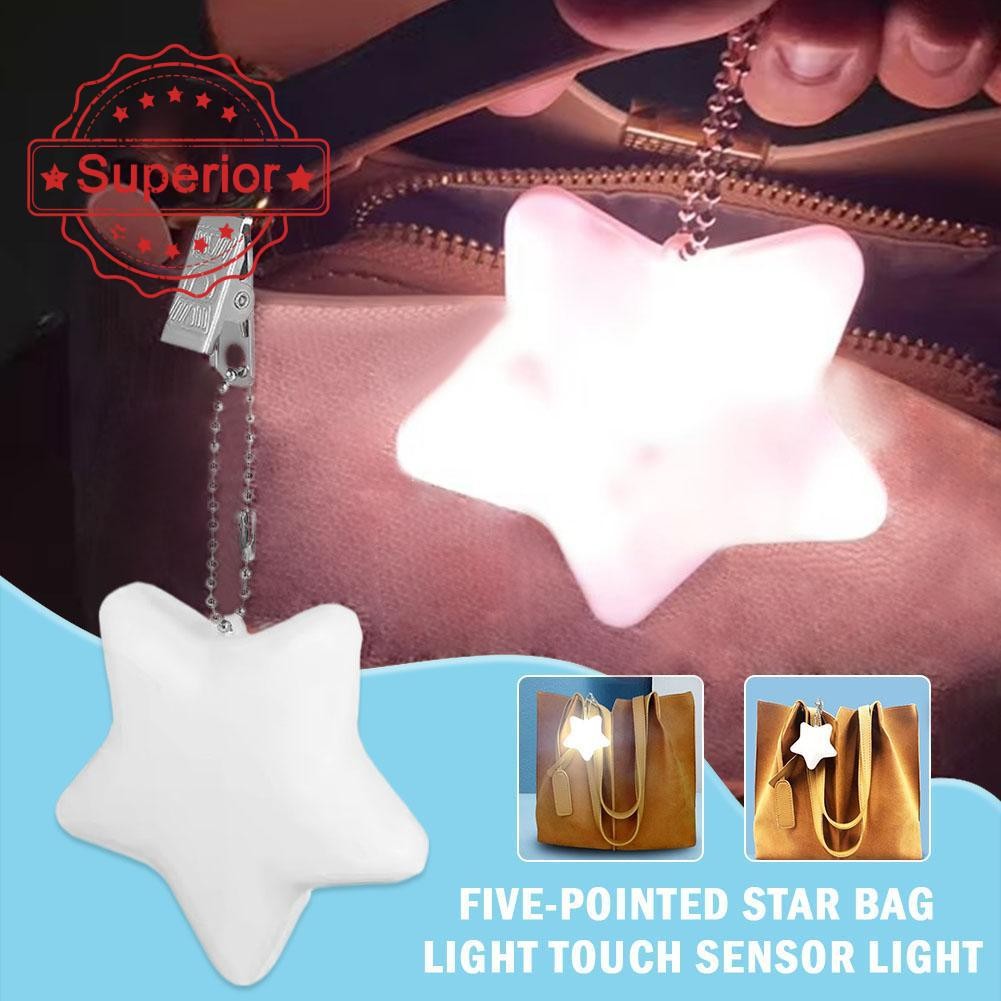 Creative Star Light Pentagram กระเป๋าจี้พวงกุญแจไฟ Led Sensitive Light Touch I8n4