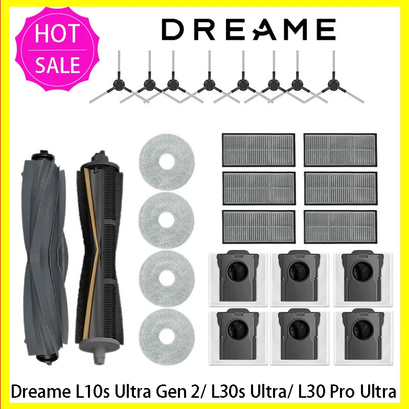 Dreame L10s Ultra Gen 2,Dreame L30s Ultra อะไหล่ลูกกลิ้งหลักแปรงด้านข้าง Hepa Filter Mop ผ้าถุงเก็บฝ