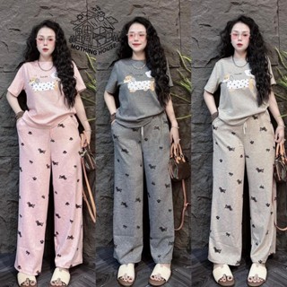 ชุดเซ็ต 2 ชิ้น พิมพ์ลายน้องหมา คอกลม ชุดน่ารัก S317 กางเกงทร…