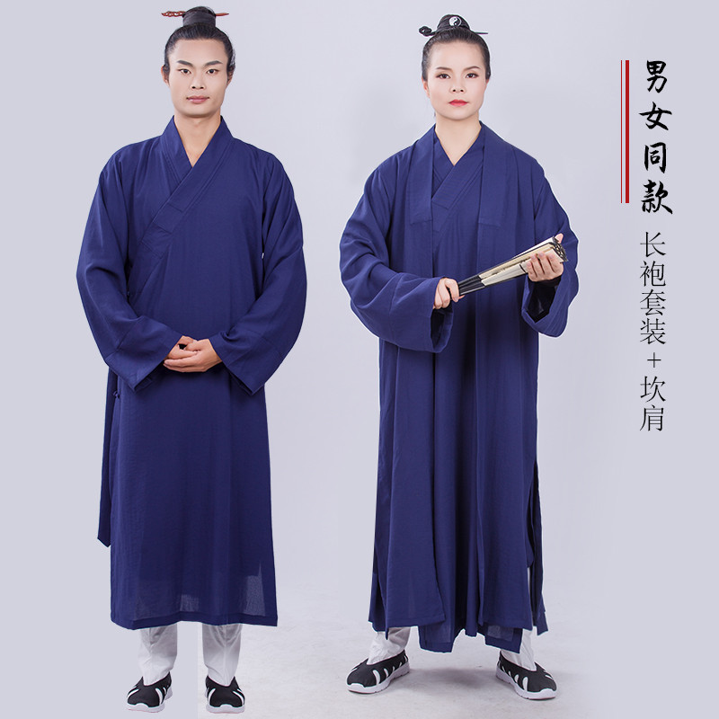 เสื้อลัทธิเต๋า Wudang แบบคลุมตัวทำจากผ้าลินิน สำหรับผู้ชายและผู้หญิง