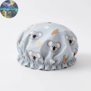 Strongaroetrtu 1 ชิ้นผู้หญิงอาบน้ํากันน้ํากว้าง Elastic Band Reusable ห้องน้ําถ้วยการ์ตูนหมีสุนัขหมวกอุปกรณ์ห้องน้ํา TH