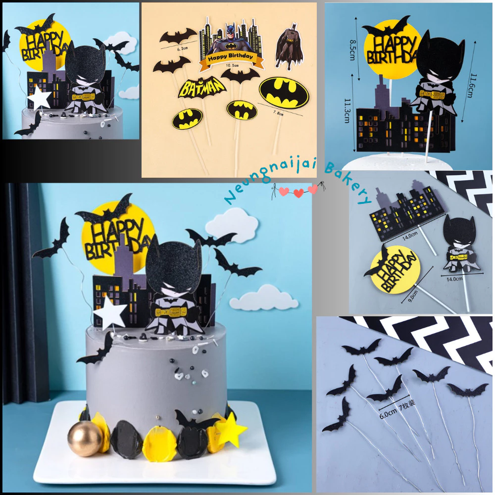 🛒พร้อมส่ง🇹🇭🇹🇭🛒ป้ายปักเค้กวันเกิด BATMAN แบทแมน ธีมแบทแมน 🦇🦇