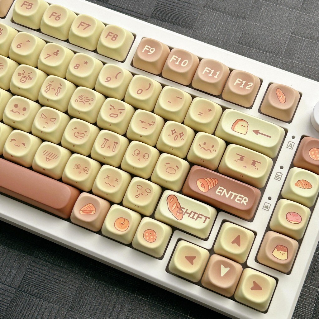 ขนมปัง Emoji Keycaps MOA โปรไฟล์ 130 คีย์ PBT Dye Sublimation Aula F75 F99 RK100 Mechanical Keycaps 