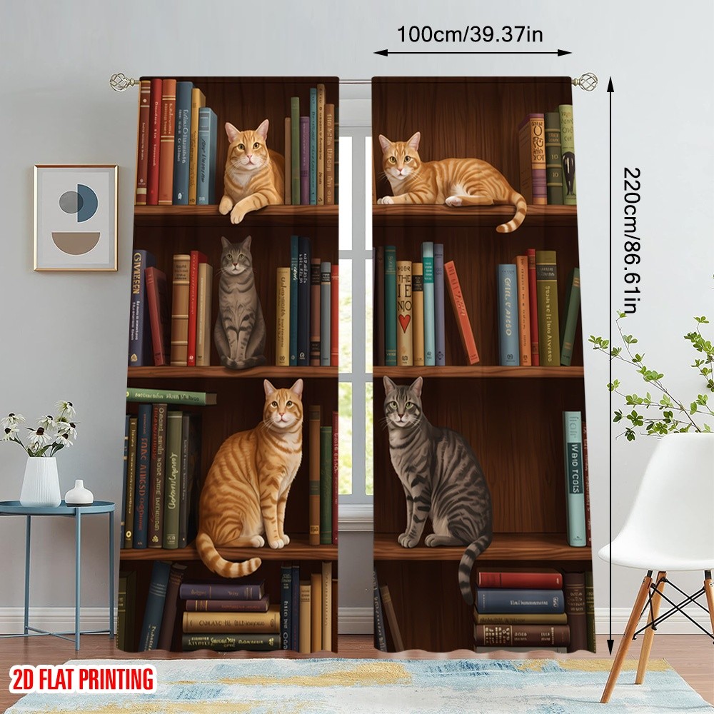 แนะนำ ผ้าม่าน 2ชิ้น2ง แบนพิมพ์ผ้าม่านหน้าต่างแมวชั้นวางหนังสือโคซี่สีส้มลายโพลีเอสเตอร์โดยไม่ต้องไฟฟ้าเทศกาลวันหยุดสําหรับวันหยุดฤดูใบไม ราคาพิเศษ มีเก็บเงินปลายทาง