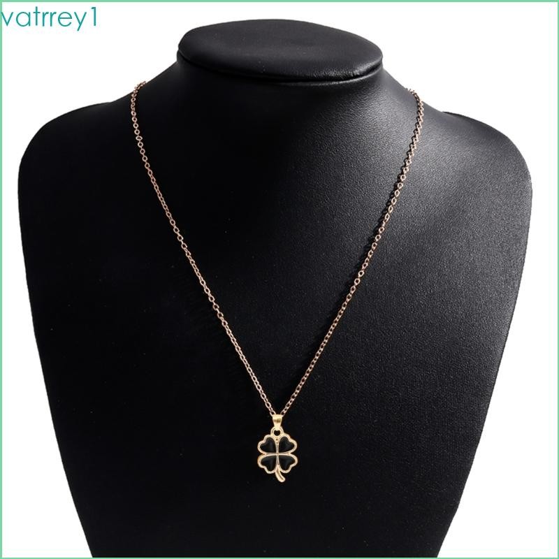 สร้อยคอโคลเวอร์สีเขียว สไตล์ VAT1 พร้อมจี้โคลเวอร์และโซ่แบบกระดูก