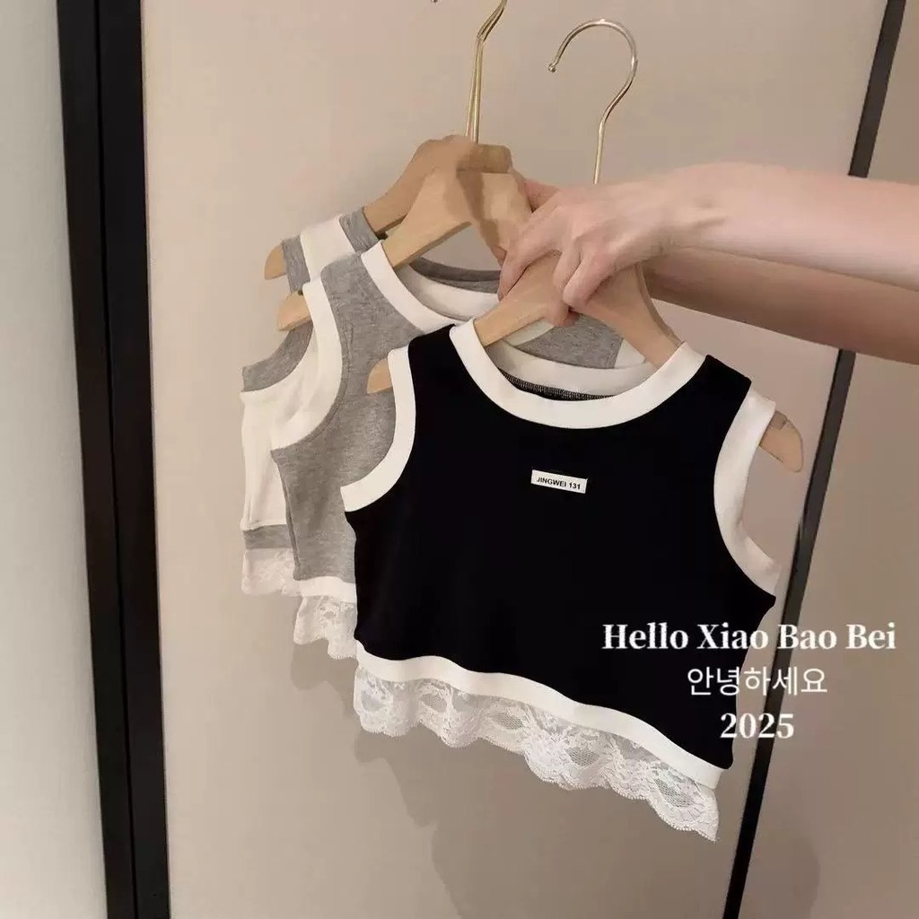 เสื้อกั๊กเด็กผู้หญิง สไตล์แฟชั่นฤดูร้อน ทำจากผ้าฝ้ายแท้