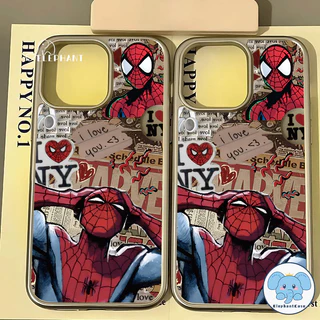 เคสกรอบเคลือบไฟฟ้าสุดหรูลายกราฟฟิตี้สไปเดอร์แมน สำหรับ IPhone 13 16 11 15 12 14 Pro Max XR X XS Max 16 7 8 15 Plus