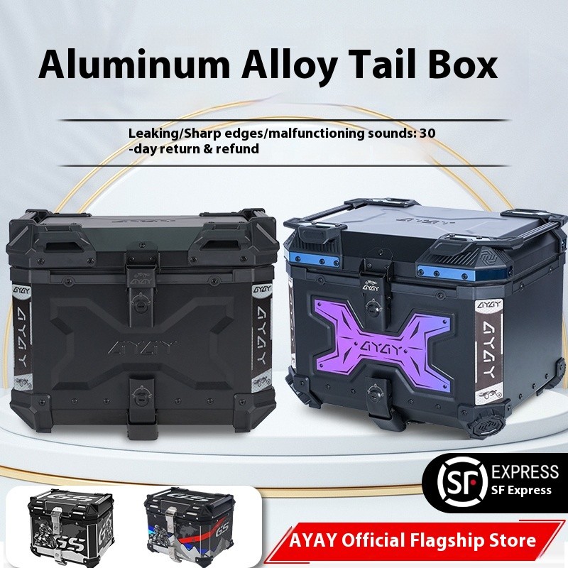 [พร้อมสต็อกจัดส่งฟรี] AYAY นูนอลูมิเนียมอัลลอยด์กล่องท้ายท้ายรถรถจักรยานยนต์ความจุขนาดใหญ่รถยนต์ไฟฟ้