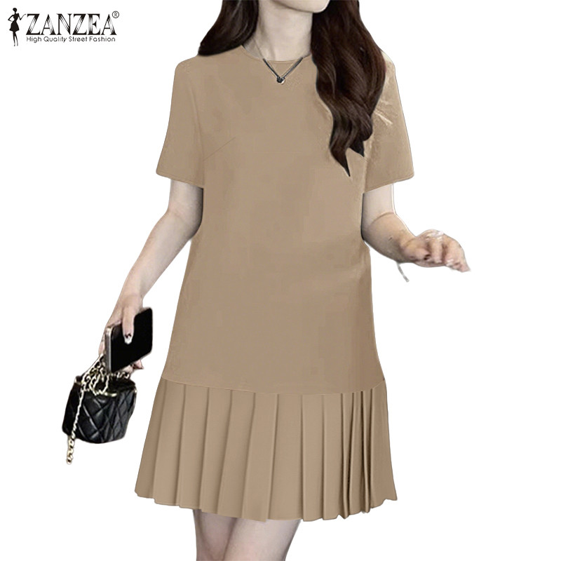 ZANZEA ชุดเดรสแฟชั่นสตรี สไตล์เกาหลี คอ O