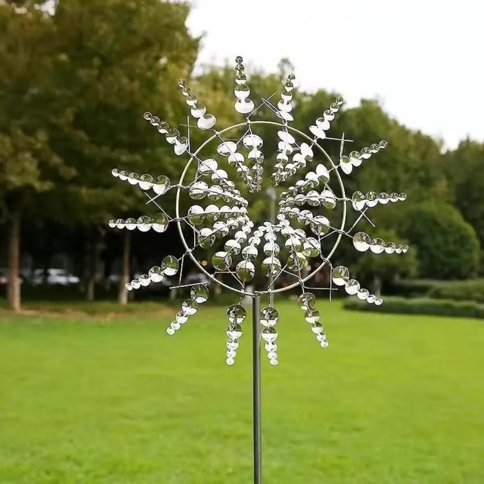 1 ชิ้นใหม่ 3D เครื่องประดับสวนกลางแจ้ง Mini Windmill พลังงานลม Kinetic Art Pinwheel Magical ที่ไม่ซ้ํากัน Magic โลหะ Windmill