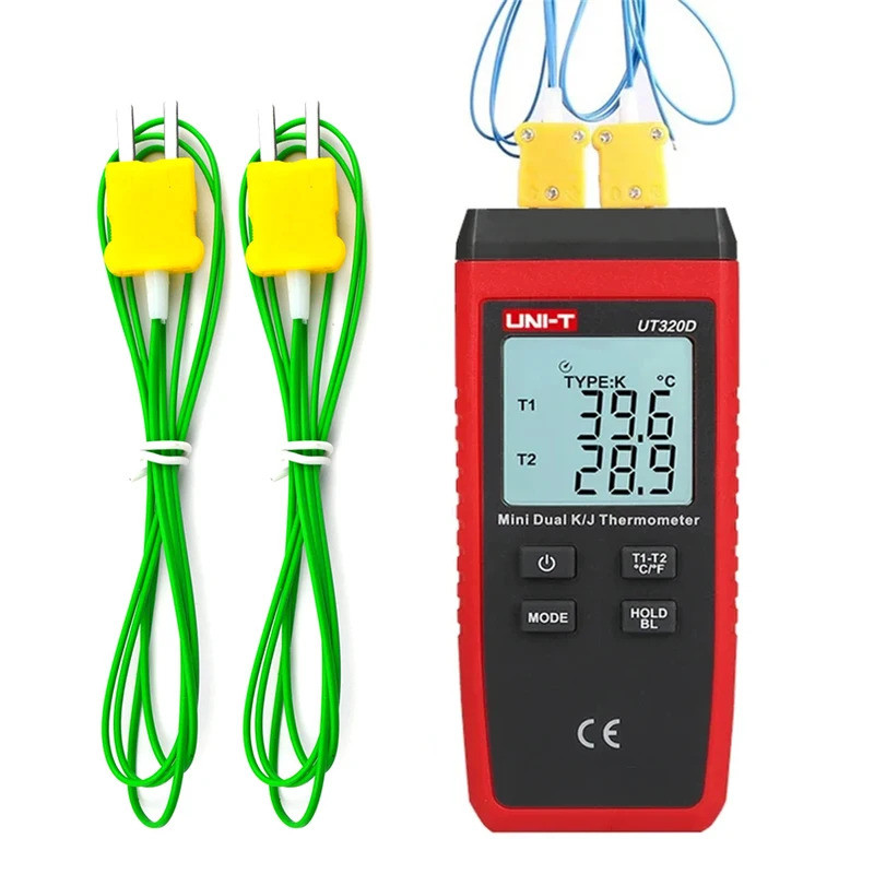 UNI-T UT320A UT320D เครื่องวัดอุณหภูมิดิจิตอล Mini Dual Contact Thermocouple ประเภท KY เครื่องวัดอุณ