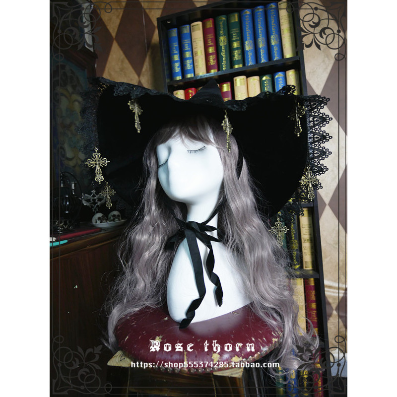 ** Gothic lolita * Gothic lolita Ring Sling Cross Witch Hat หมวกแม่มดฮาโลวีน