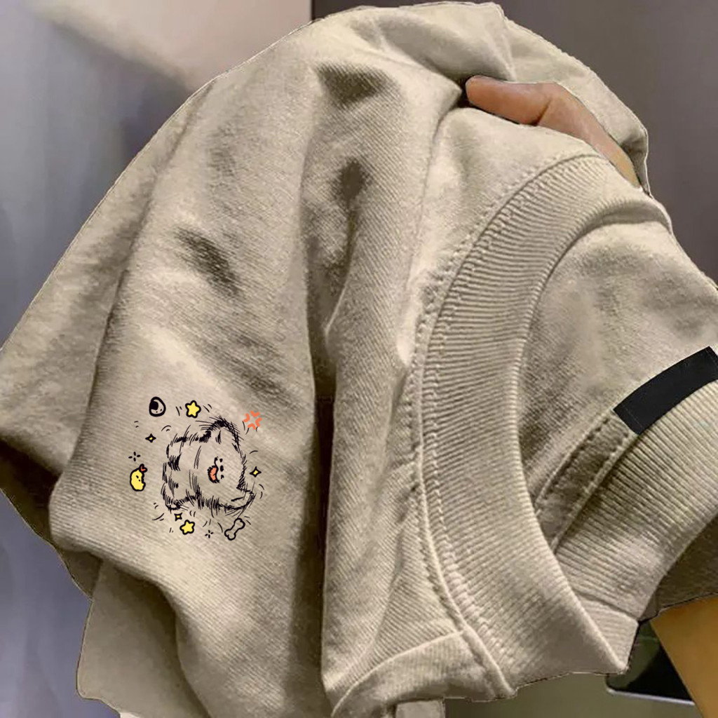 ChillTee📦เสื้อยืดoversizeเสื้อน่ารัก ผ้าCOTTONโคตรนุ่ม เสื้อคอกลม OVERSIZEเสื้อ มินิมอลclothingพิมพ์ลาย“Line dog”【COD】
