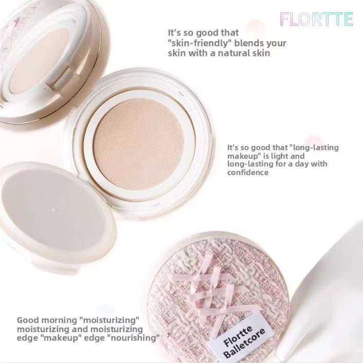 FLORTTE Ballet Soft Yarn Clean And Transparent Makeup Air Cushion Foundation Liquid Oil Control คอนซีลเลอร์ธรรมชาติ