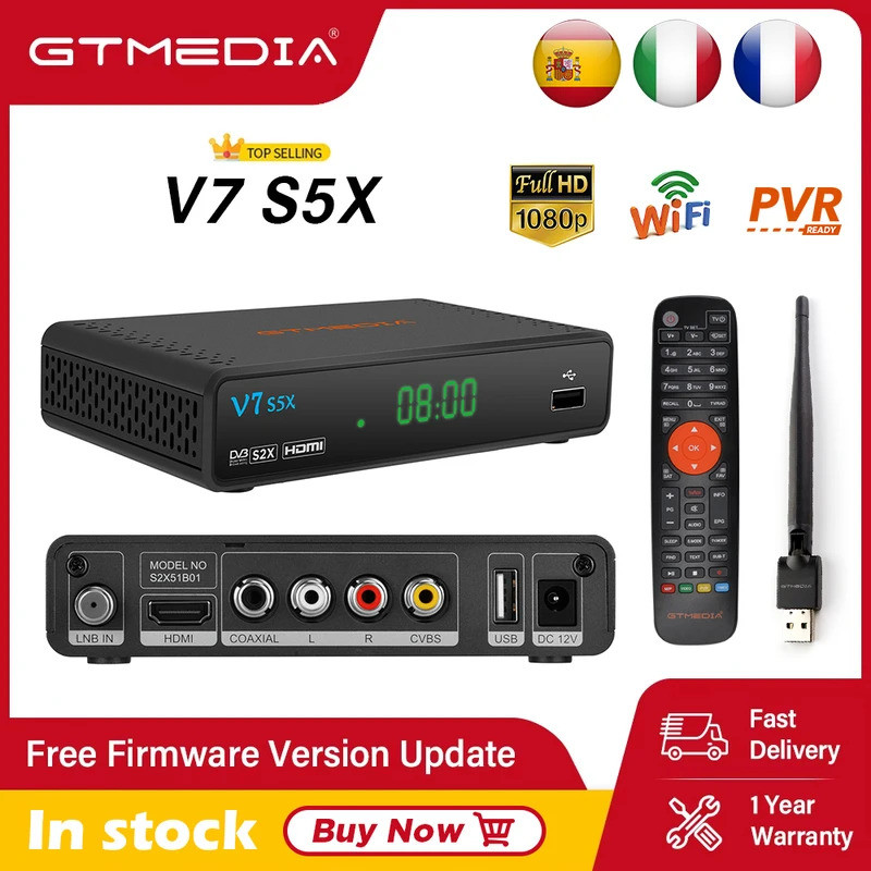 GTMEDIA V7 S5X Super Value Satellite TV Receiver DVB-S/S2 Full HD 1080P พร้อม USB WIFI Digital Recep