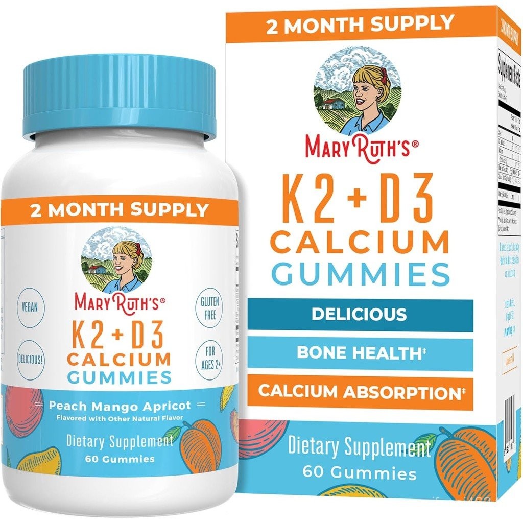 MaryRuhth Organics Calcium with Vitamin D & Vitamin K2, 2 Month Supply, Calcium Support Bone Health 