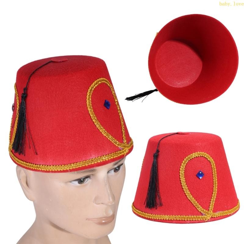 BLove* Festive Fez Hat Moroccan Hat หมวกตุรกีอินเทรนด์สําหรับงานปาร์ตี้เครื่องแต่งกาย