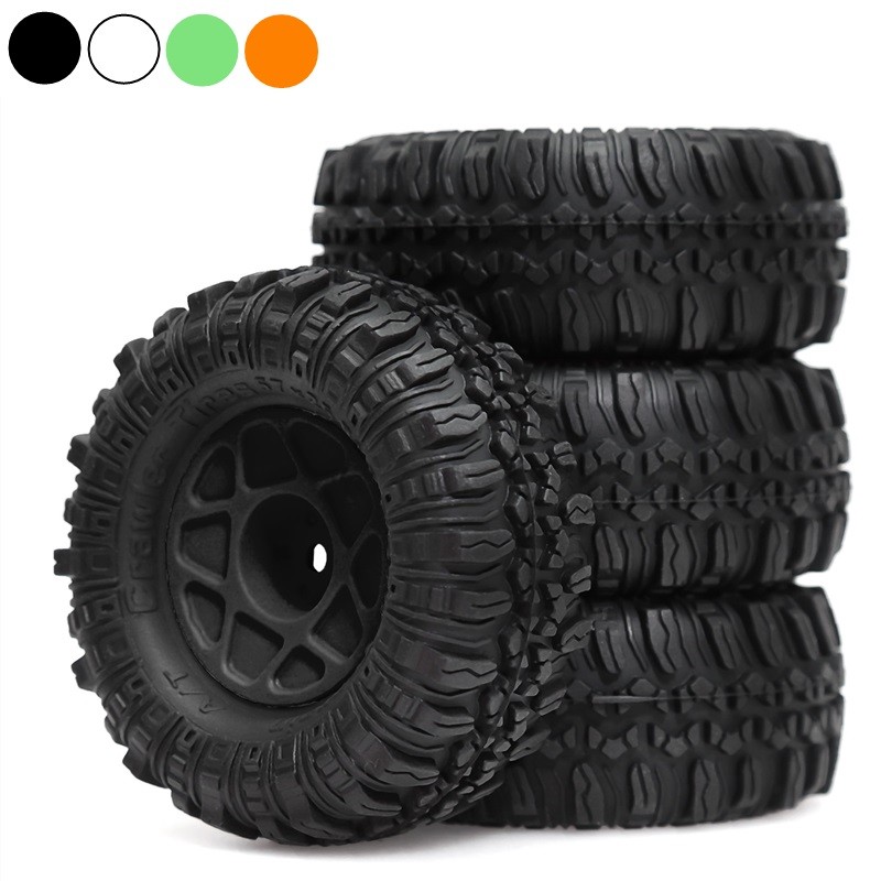 4PCS 1.0" ชุดล้อและยาง Beadlock (57x27mm) - สําหรับ TRX4M, SCX24, AX24, FCX24/FCX24M - 1/18 1/24 RC 